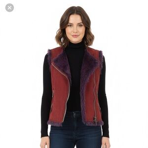 Burberry Leather + Fur lining Purple Vest